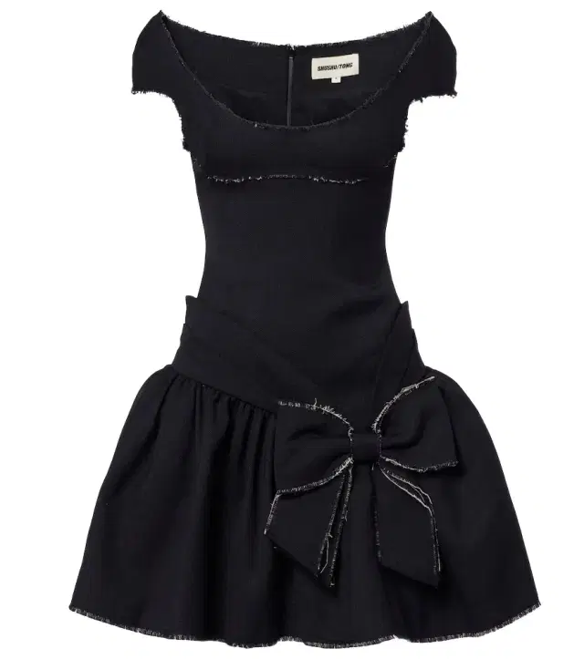 Bow-detail distressed tweed minidress Bow-detail distressed tweed minidress