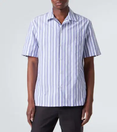 Brioni Striped cotton poplin bowling shirt | Thumbnail 4 Brioni Striped cotton poplin bowling shirt | Thumbnail 4