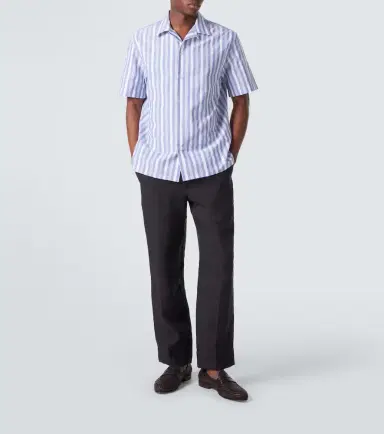 Brioni Striped cotton poplin bowling shirt | Thumbnail 5 Brioni Striped cotton poplin bowling shirt | Thumbnail 5