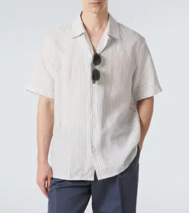 Brioni Striped linen bowling shirt | Thumbnail 5 Brioni Striped linen bowling shirt | Thumbnail 5