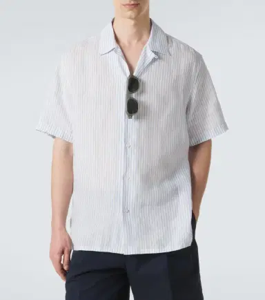 Brioni Striped linen bowling shirt | Thumbnail 5 Brioni Striped linen bowling shirt | Thumbnail 5