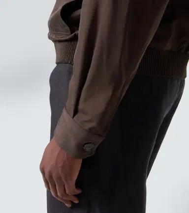 Brioni Leather-trimmed silk blouson jacket | Thumbnail 3 Brioni Leather-trimmed silk blouson jacket | Thumbnail 3