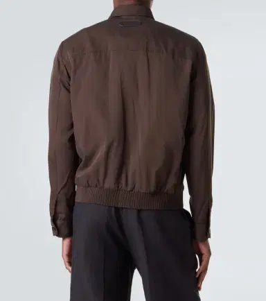 Brioni Leather-trimmed silk blouson jacket | Thumbnail 4 Brioni Leather-trimmed silk blouson jacket | Thumbnail 4