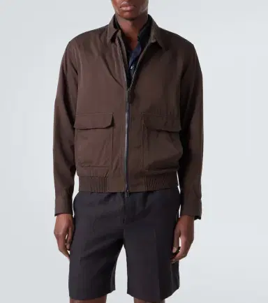 Brioni Leather-trimmed silk blouson jacket | Thumbnail 6 Brioni Leather-trimmed silk blouson jacket | Thumbnail 6