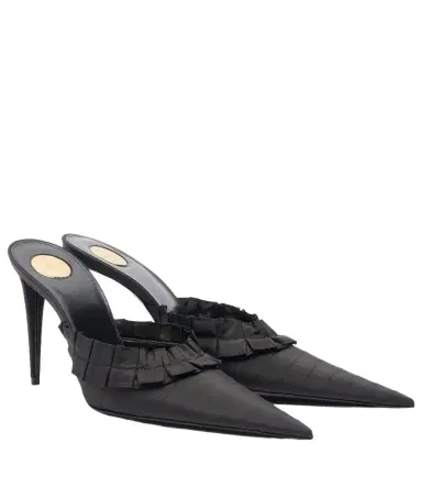 Saint Laurent Madeleine ruffled taffeta mules | Thumbnail 1 Saint Laurent Madeleine ruffled taffeta mules | Thumbnail 1