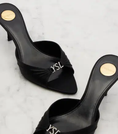Saint Laurent Jerry 60 embellished crêpe satin mules | Thumbnail 3 Saint Laurent Jerry 60 embellished crêpe satin mules | Thumbnail 3
