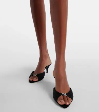 Saint Laurent Jerry 60 embellished crêpe satin mules | Thumbnail 6 Saint Laurent Jerry 60 embellished crêpe satin mules | Thumbnail 6