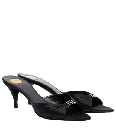 Saint Laurent Jerry 60 embellished crêpe satin mules | Thumbnail 1 Saint Laurent Jerry 60 embellished crêpe satin mules | Thumbnail 1