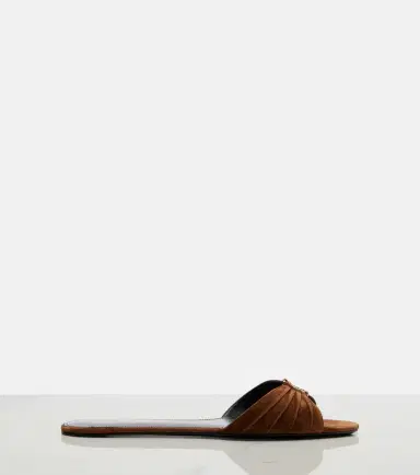 Saint Laurent Cassandre suede slides | Thumbnail 2 Saint Laurent Cassandre suede slides | Thumbnail 2
