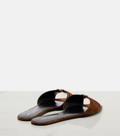 Saint Laurent Cassandre suede slides | Thumbnail 3 Saint Laurent Cassandre suede slides | Thumbnail 3