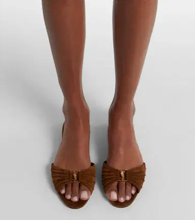 Saint Laurent Cassandre suede slides | Thumbnail 5 Saint Laurent Cassandre suede slides | Thumbnail 5