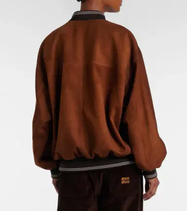 Miu Miu Logo suede blouson jacket | Thumbnail 3 Miu Miu Logo suede blouson jacket | Thumbnail 3
