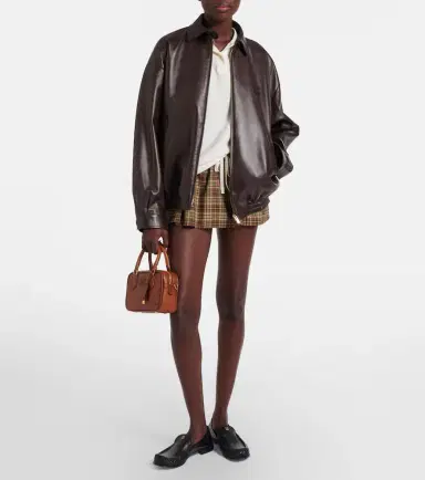 Miu Miu Logo leather jacket | Thumbnail 2 Miu Miu Logo leather jacket | Thumbnail 2