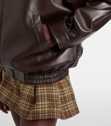 Miu Miu Logo leather jacket | Thumbnail 4 Miu Miu Logo leather jacket | Thumbnail 4