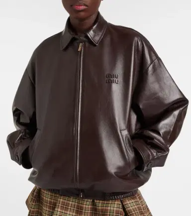Miu Miu Logo leather jacket | Thumbnail 5 Miu Miu Logo leather jacket | Thumbnail 5