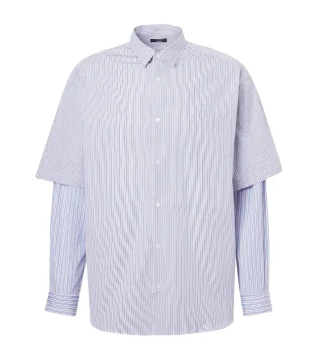 Comme des Garçons Homme Layered striped cotton poplin shirt Comme des Garçons Homme Layered striped cotton poplin shirt
