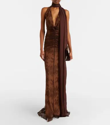 De La Vali Amora scarf-detail ruched lace maxi dress | Thumbnail 2 De La Vali Amora scarf-detail ruched lace maxi dress | Thumbnail 2
