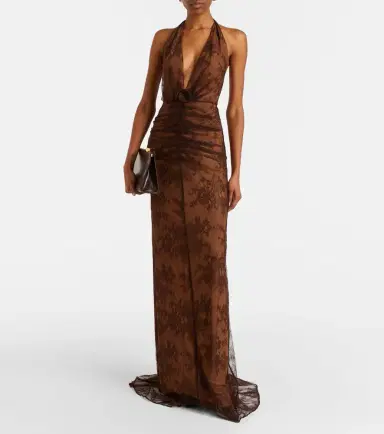 De La Vali Amora scarf-detail ruched lace maxi dress | Thumbnail 3 De La Vali Amora scarf-detail ruched lace maxi dress | Thumbnail 3