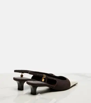 Tod's Leather-trimmed canvas slingback pumps | Thumbnail 4 Tod's Leather-trimmed canvas slingback pumps | Thumbnail 4