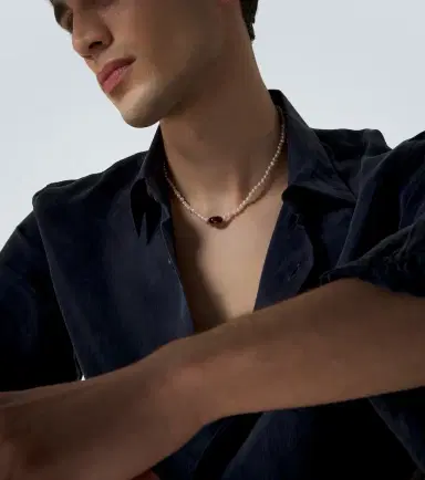 Ileana Makri 9kt gold beaded necklace with freshwater pearls and hessonite | Thumbnail 2 Ileana Makri 9kt gold beaded necklace with freshwater pearls and hessonite | Thumbnail 2