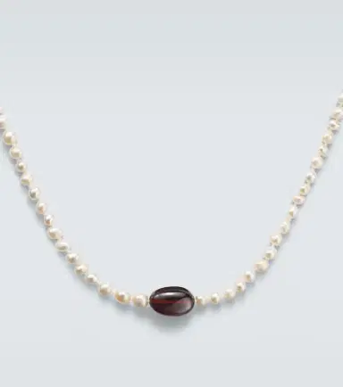 Ileana Makri 9kt gold beaded necklace with freshwater pearls and hessonite | Thumbnail 3 Ileana Makri 9kt gold beaded necklace with freshwater pearls and hessonite | Thumbnail 3