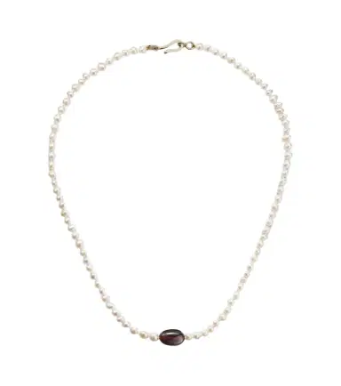 Ileana Makri 9kt gold beaded necklace with freshwater pearls and hessonite | Thumbnail 1 Ileana Makri 9kt gold beaded necklace with freshwater pearls and hessonite | Thumbnail 1
