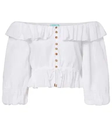 Melissa Odabash Corrine off-shoulder cotton poplin blouse | Thumbnail 1 Melissa Odabash Corrine off-shoulder cotton poplin blouse | Thumbnail 1