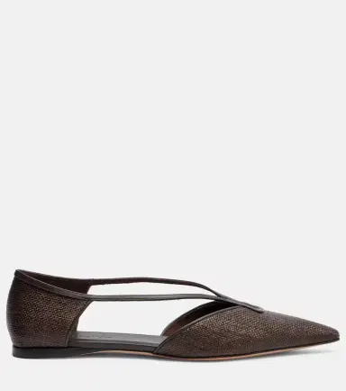 Max Mara Volpino leather-trimmed woven ballet flats | Thumbnail 3 Max Mara Volpino leather-trimmed woven ballet flats | Thumbnail 3