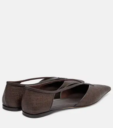 Max Mara Volpino leather-trimmed woven ballet flats | Thumbnail 4 Max Mara Volpino leather-trimmed woven ballet flats | Thumbnail 4