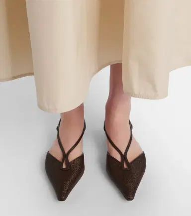 Max Mara Volpino leather-trimmed woven ballet flats | Thumbnail 5 Max Mara Volpino leather-trimmed woven ballet flats | Thumbnail 5