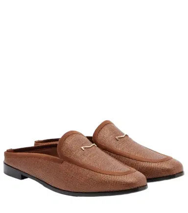 Max Mara Amito leather-trimmed raffia mules | Thumbnail 1 Max Mara Amito leather-trimmed raffia mules | Thumbnail 1
