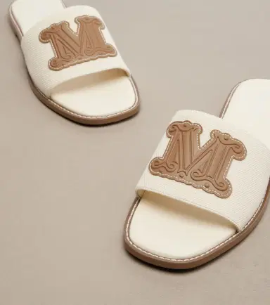 Max Mara Caucaso leather-trimmed canvas slides | Thumbnail 4 Max Mara Caucaso leather-trimmed canvas slides | Thumbnail 4