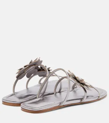 Zimmermann Floral-appliqué metallic leather sandals | Thumbnail 4 Zimmermann Floral-appliqué metallic leather sandals | Thumbnail 4