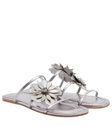 Zimmermann Floral-appliqué metallic leather sandals | Thumbnail 1 Zimmermann Floral-appliqué metallic leather sandals | Thumbnail 1