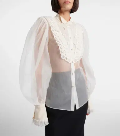 Valentino Sheer silk organza blouse | Thumbnail 3 Valentino Sheer silk organza blouse | Thumbnail 3