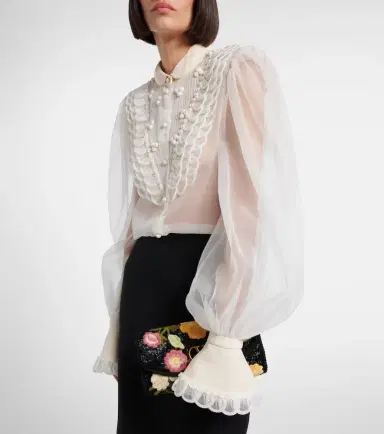 Valentino Sheer silk organza blouse | Thumbnail 6 Valentino Sheer silk organza blouse | Thumbnail 6