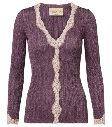 Valentino Lace-trimmed cardigan | Thumbnail 1 Valentino Lace-trimmed cardigan | Thumbnail 1