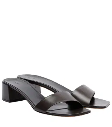 The Row Chocolate leather mules | Thumbnail 1 The Row Chocolate leather mules | Thumbnail 1