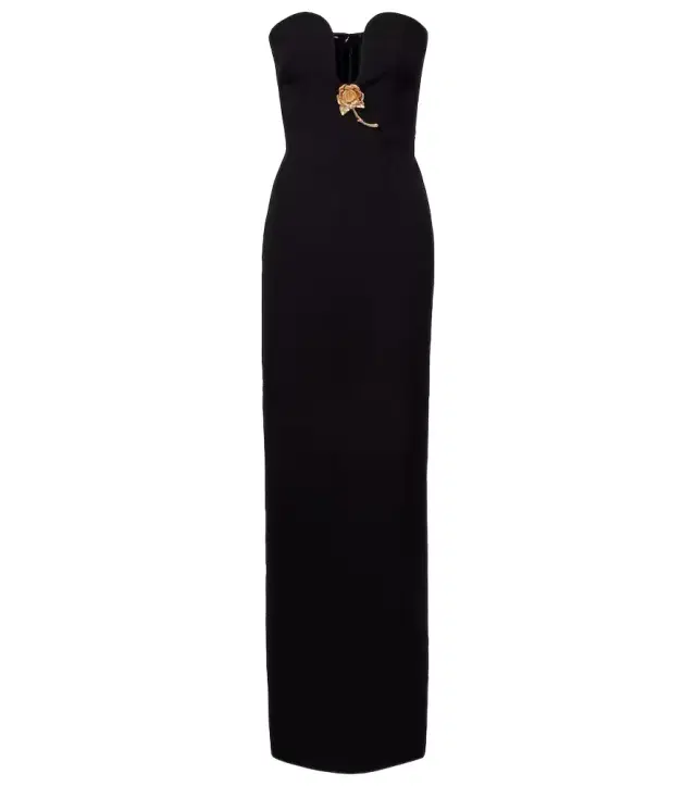 Floral-appliqué strapless gown Floral-appliqué strapless gown