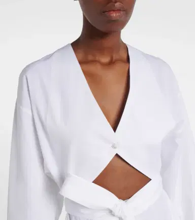 Alaïa Alaïa Cutout cotton poplin midi dress | Thumbnail 4 Alaïa Alaïa Cutout cotton poplin midi dress | Thumbnail 4