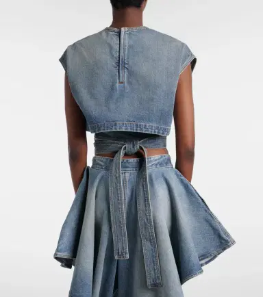 Alaïa Alaïa Belted denim crop top | Thumbnail 3 Alaïa Alaïa Belted denim crop top | Thumbnail 3