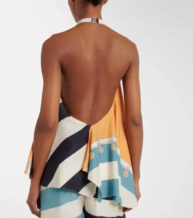 Loewe Printed asymmetric halterneck silk top | Thumbnail 6 Loewe Printed asymmetric halterneck silk top | Thumbnail 6