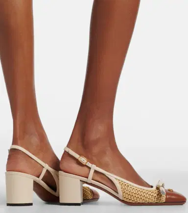 Valentino Garavani Valet Du Roi leather-trimmed slingback pumps | Thumbnail 5 Valentino Garavani Valet Du Roi leather-trimmed slingback pumps | Thumbnail 5