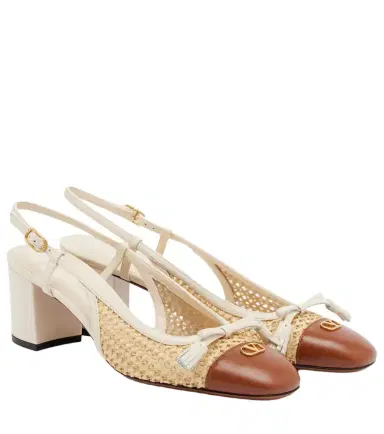 Valentino Garavani Valet Du Roi leather-trimmed slingback pumps | Thumbnail 1 Valentino Garavani Valet Du Roi leather-trimmed slingback pumps | Thumbnail 1