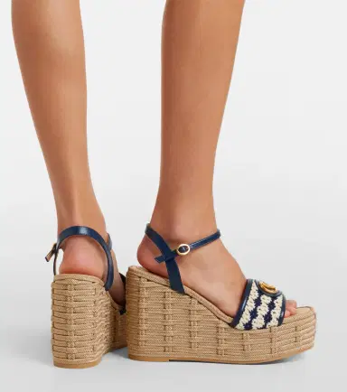 Valentino Garavani VLogo leather-trimmed wedges | Thumbnail 5 Valentino Garavani VLogo leather-trimmed wedges | Thumbnail 5