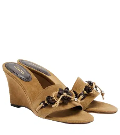 Isabel Marant Anee embellished suede wedge mules | Thumbnail 1 Isabel Marant Anee embellished suede wedge mules | Thumbnail 1