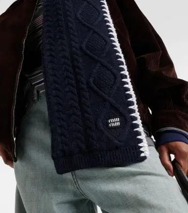 Miu Miu Cable-knit wool and cashmere scarf | Thumbnail 4 Miu Miu Cable-knit wool and cashmere scarf | Thumbnail 4