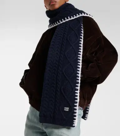 Miu Miu Cable-knit wool and cashmere scarf | Thumbnail 5 Miu Miu Cable-knit wool and cashmere scarf | Thumbnail 5