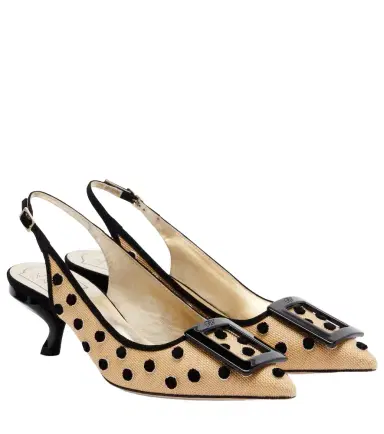 Roger Vivier Virgule polka-dot canvas slingback pumps | Thumbnail 1 Roger Vivier Virgule polka-dot canvas slingback pumps | Thumbnail 1