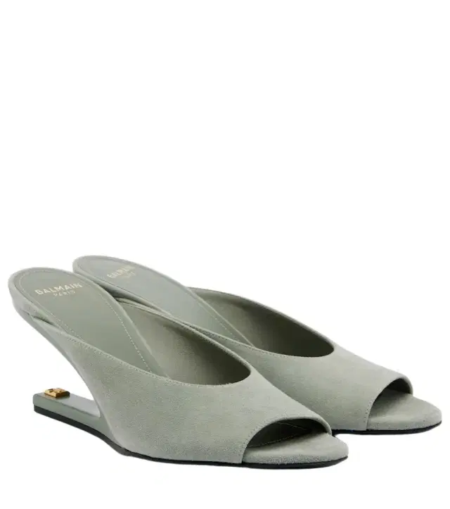 Suede cutout wedge mules Suede cutout wedge mules